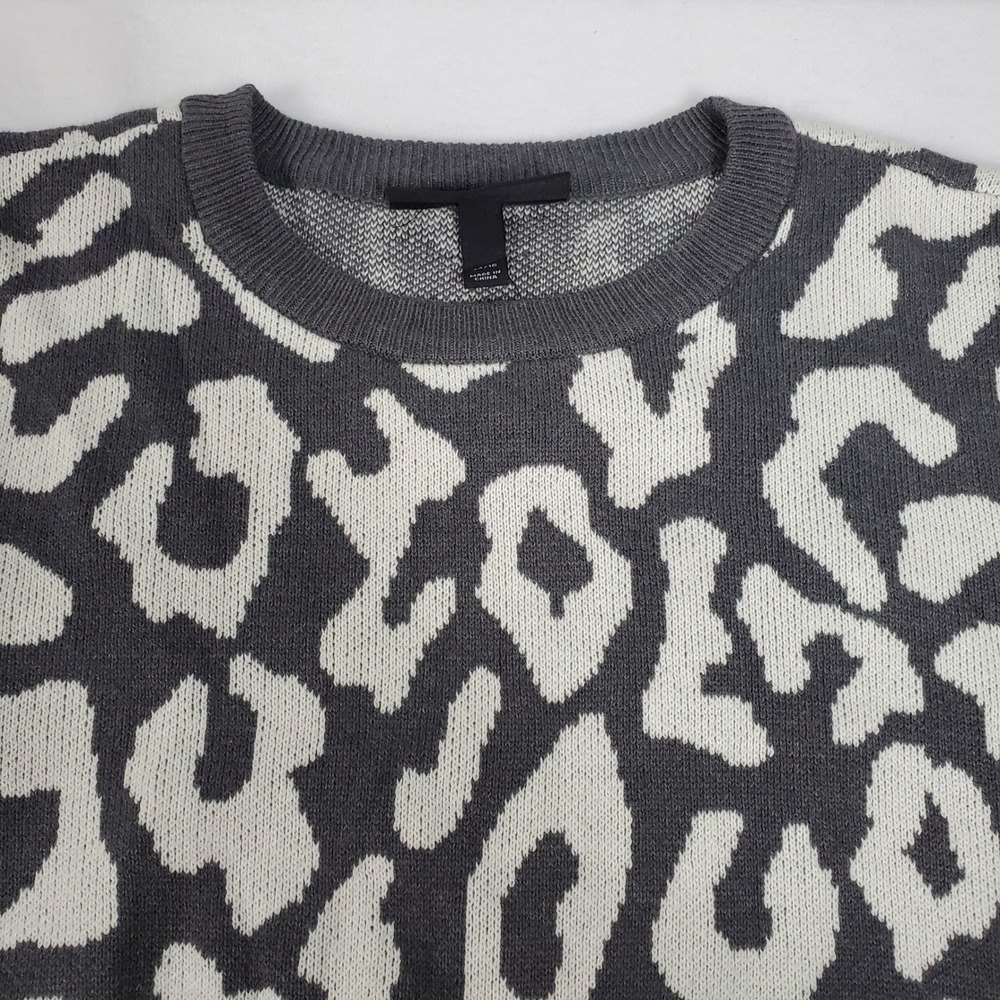 Lane Bryant Womens Grey White Leopard Print Crew Neck Pullover Sweater 14/16 NWT - Picture 8 of 11